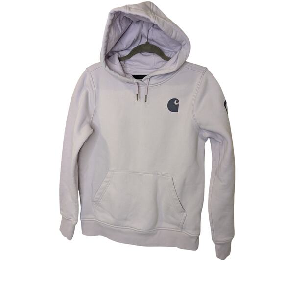 CARHARTT Long Sleeve Graphic Hoodie Pullover Sweatshirt Lavender Women Sz Sm 4-6 - Picture 1 of 7